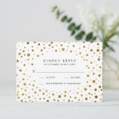 Cartes RSVP de mariage blanc et or Confetti Foil (Debout devant)
