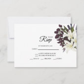 Cartes RSVP de mariage blanc Lily et Plum Floral (Devant)
