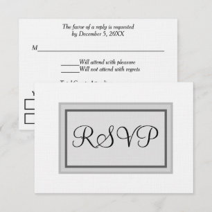 Cartes RSVP de mariage blanc noir