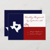 Cartes RSVP de mariage blanc rouge du Texas (Devant / Derrière)