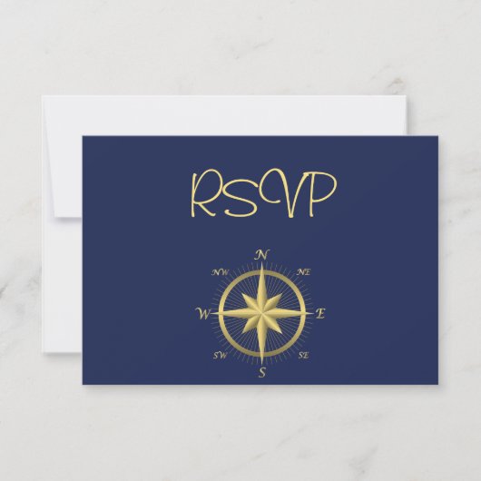 Cartes RSVP de mariage bleu marine (Devant)