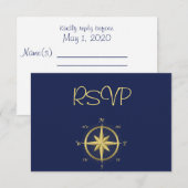 Cartes RSVP de mariage bleu marine (Devant / Derrière)