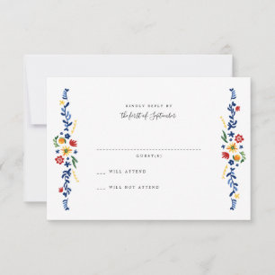 Cartes RSVP de mariage brodées florales