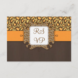 Cartes RSVP de mariage Brown Empreinte de léopard