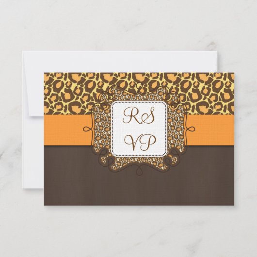 Cartes RSVP de mariage Brown Empreinte de léopard  (Devant)