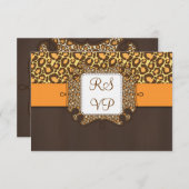 Cartes RSVP de mariage Brown Empreinte de léopard  (Devant / Derrière)