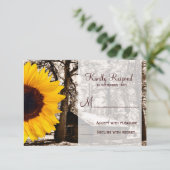 Cartes RSVP de mariage Cabine de tournesol rustiqu (Debout devant)