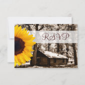 Cartes RSVP de mariage Cabine de tournesol rustiqu (Dos)