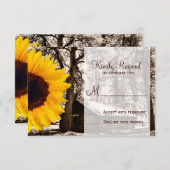 Cartes RSVP de mariage Cabine de tournesol rustiqu (Devant / Derrière)