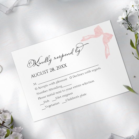 Cartes RSVP de mariage | Calligraphie rose
