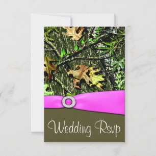 Cartes RSVP de Mariage Camo de Chasse Rose Clair C