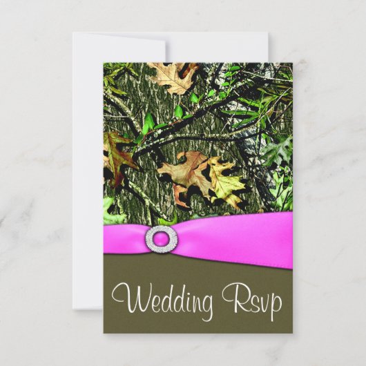 Cartes RSVP de Mariage Camo de Chasse Rose Clair C (Devant)
