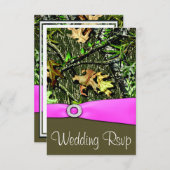 Cartes RSVP de Mariage Camo de Chasse Rose Clair C (Devant / Derrière)