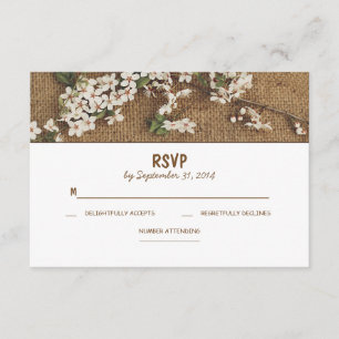 Cartes RSVP de mariage campagnard de burlap rustiq