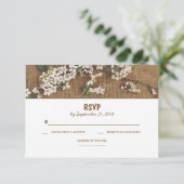 Cartes RSVP de mariage campagnard de burlap rustiq (Debout devant)