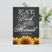 Cartes RSVP de Mariage campagnard de tournesol rus (Debout devant)