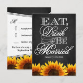 Cartes RSVP de Mariage campagnard de tournesol rus (Devant / Derrière)