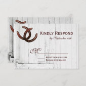 Cartes RSVP de Mariage campagnard en fer à cheval (Devant / Derrière)