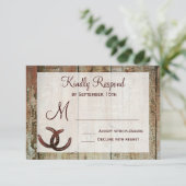 Cartes RSVP de Mariage campagnard en fer à cheval  (Debout devant)