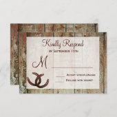 Cartes RSVP de Mariage campagnard en fer à cheval  (Devant / Derrière)