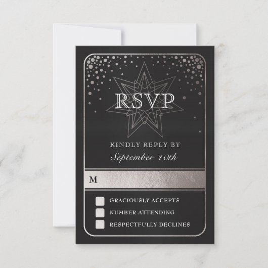 Cartes RSVP de Mariage Céleste (Argent) (Devant)