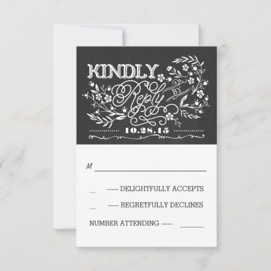 cartes RSVP de mariage Chalkboard (Devant)
