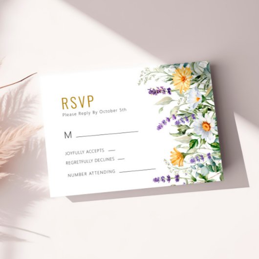 Cartes RSVP de Mariage Chamomile & Eucalyptus