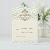 cartes RSVP de mariage chevron nautique vieille an (Debout devant)