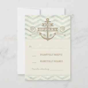 cartes RSVP de mariage chevron nautique vieille an