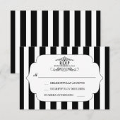 Cartes RSVP de mariage chic rayé noir (Devant / Derrière)
