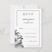 Cartes RSVP de mariage classique noir et blanc élé (Devant)