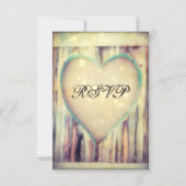 Cartes RSVP de mariage coeur sculpté en bois rusti (Dos)