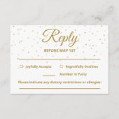 Cartes RSVP de Mariage Coeurs d'Or personnalisable (Devant)