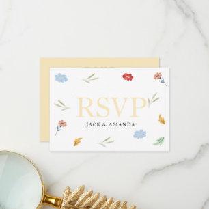 Cartes RSVP de mariage coloré joyeux