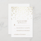 Cartes RSVP de mariage Confetti en or et blanc (Devant / Derrière)