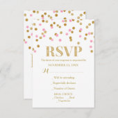 Cartes RSVP de Mariage Confetti en Or Rose (Devant / Derrière)