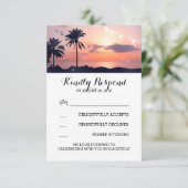 cartes RSVP de mariage coucher de soleil à Palm Be (Debout devant)