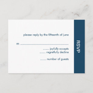 Cartes RSVP de mariage couleur en gras - Marine
