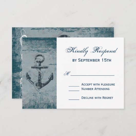 Cartes RSVP de mariage d'Ancres nautiques rustique