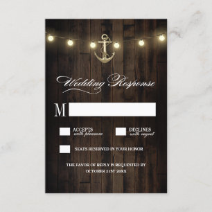 Cartes RSVP de mariage d'Ancres nautiques vintages