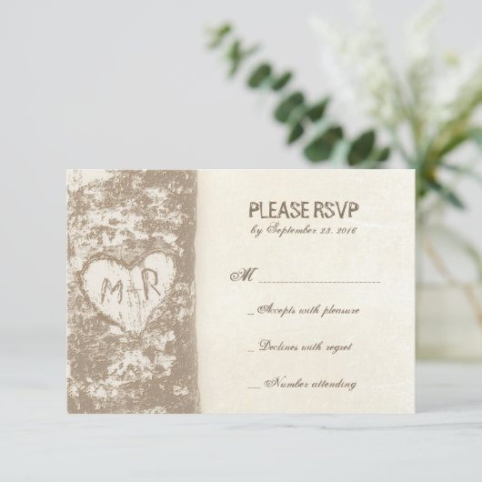 Cartes RSVP de mariage dans l'arbre d'amour (Debout devant)