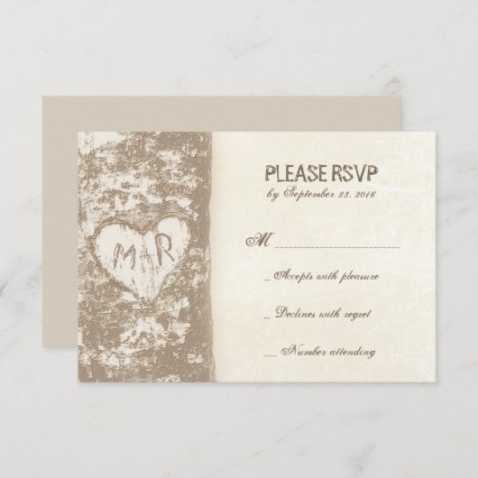 Cartes RSVP de mariage dans l'arbre d'amour (Devant / Derrière)