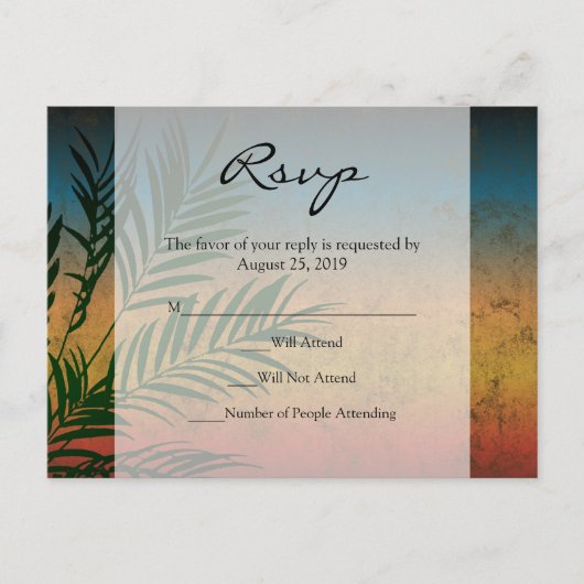 Cartes RSVP de mariage de branche de palmiers couc (Devant)
