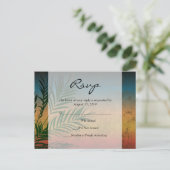Cartes RSVP de mariage de branche de palmiers couc (Debout devant)