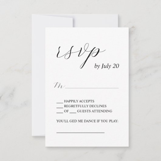 Cartes rsvp de mariage de calligraphie simple (Devant)