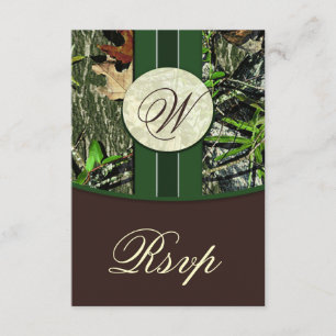 Cartes RSVP de Mariage de Camo Monogramme Brown et
