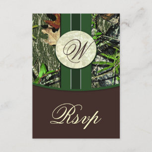 Cartes RSVP de Mariage de Camo Monogramme Brown et