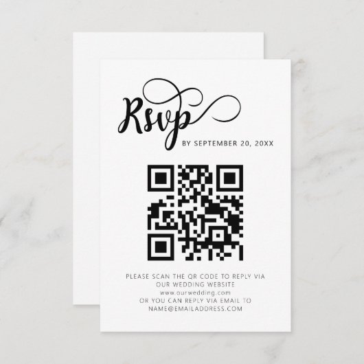 Cartes RSVP de Mariage de code QR modernes (Devant / Derrière)