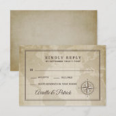 Cartes RSVP de mariage de compas nautiques du mond (Devant / Derrière)