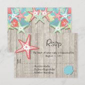 Cartes RSVP de mariage de coquillages tropicaux (Devant / Derrière)